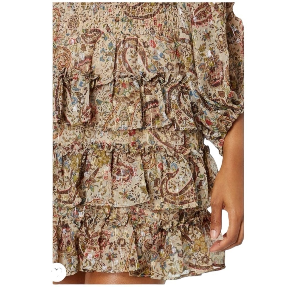 Vince Camuto Tiered Mini Dress paisley floral size Large NWT - Picture 3 of 5